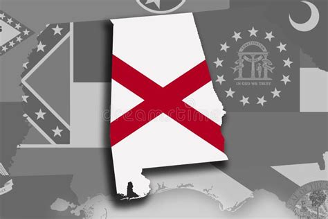 Alabama Map And Flag Stock Illustration Illustration Of Alabamian