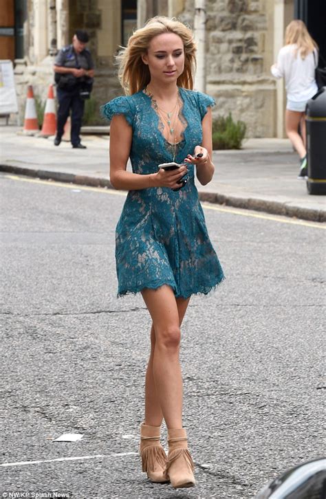 Kimberley Garner Puts On A Leggy Display In Green Lace Dress Daily