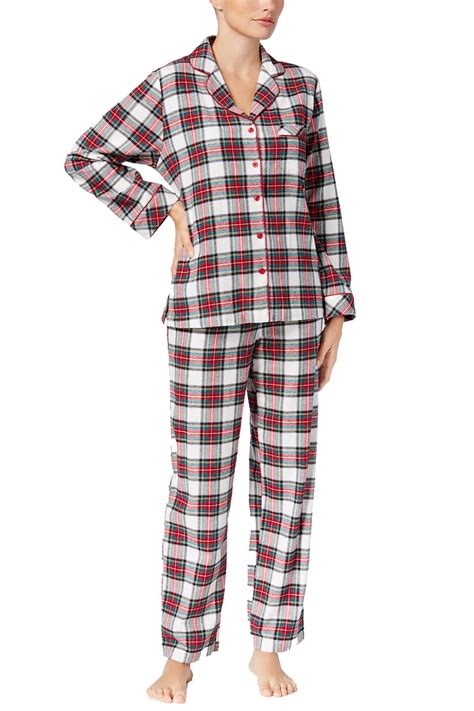 Charter Club Intimates Stewart Plaid Printed Cotton Flannel Pajama Set