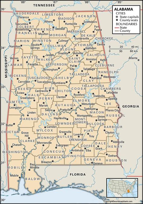Printable Alabama Map