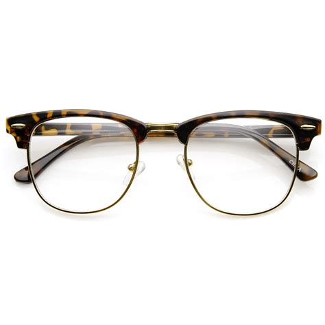 vintage dapper half frame clear lens clubmaster wayfarer glasses zerouv fashion eye glasses