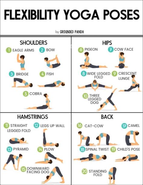 20 Beginner Yoga Poses For Flexibility Free Printable Yoga For Flexibility Yoga Poses