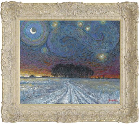 Starry Night With Snow And Distant Woodland John Myatt Castle Fine Art