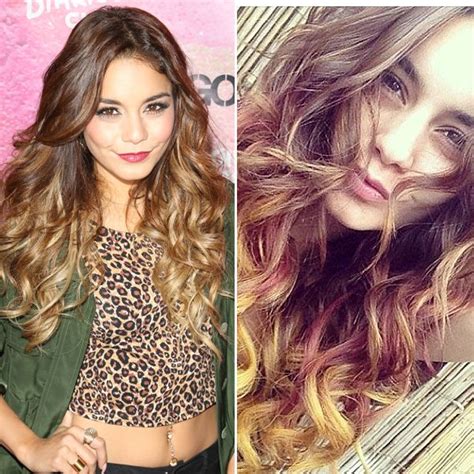 Vanessa Hudgens Goes For Red Yellow And Brown Shades With Her New Ombre Color Ombre Balayage