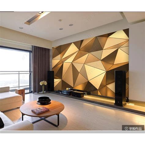 Custom Photo Wallpaper 3d Abstract Space Golden Geometry Mural Modern