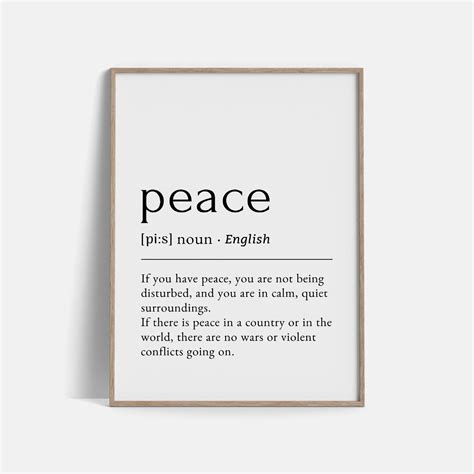 Peace Definition Printable Wall Poster Instant Download A4 Etsy