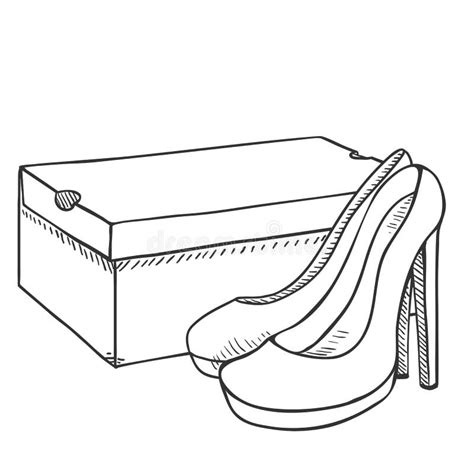 Vector Sketch Women Shoes Mit Shoebox Vektor Abbildung Illustration Von Zauber Kleid
