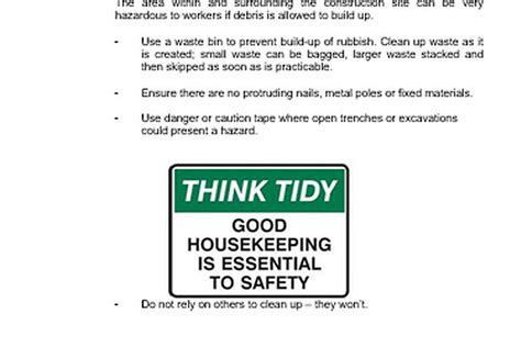 Toolbox Talk On Housekeeping In Premises Or Construction Sites Etsy