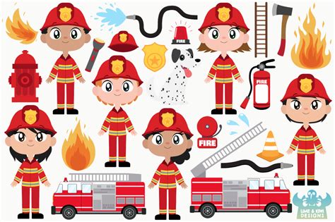 Firefighters Clipart Instant Download Vector Art By Lime And Kiwi