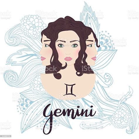 Illustration Of Gemini Zodiac Sign As A Beautiful Girl Stock