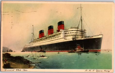1937 Cunard White Star Line Rms Queen Mary Ocean Liner Steamer Ship
