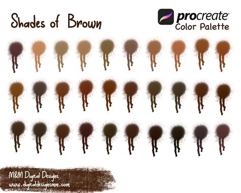 Brown Color Palette Procreate App Color Swatches Etsy App Hair