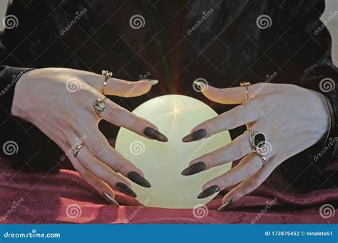 Crystal Ball And Fortune Teller Hands Divination Concept The
