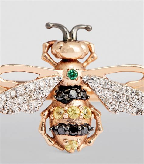 bee goddess white gold diamond emerald and sapphire honey bee ring harrods us