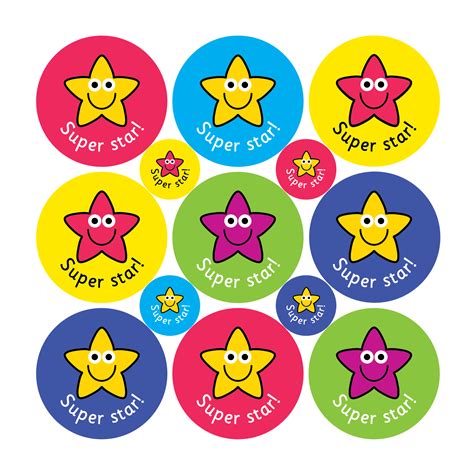 Smiley Stars Reward Stickers Super Star The Sticker Factory