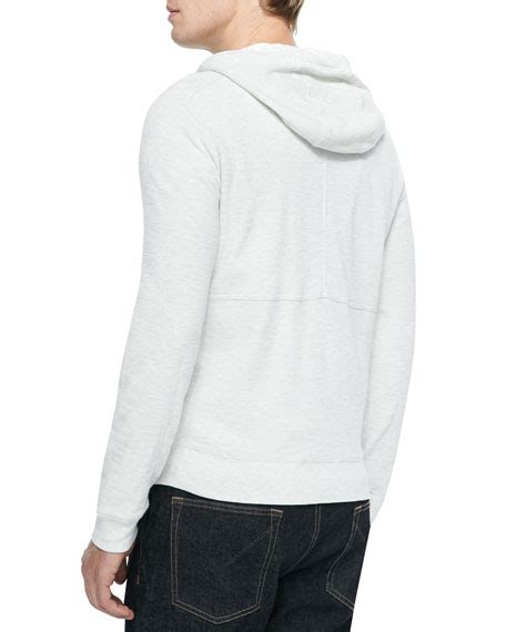 Vince Slub Knit Thermal Zip Hoodie White