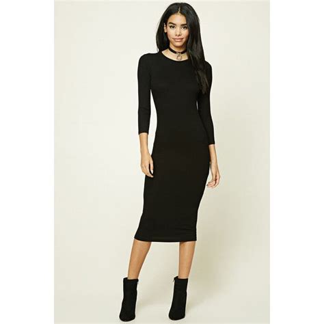 Forever21 Longline Ribbed Knit Dress 13 Via Polyvore Featuring Dresses Black And Forever 21