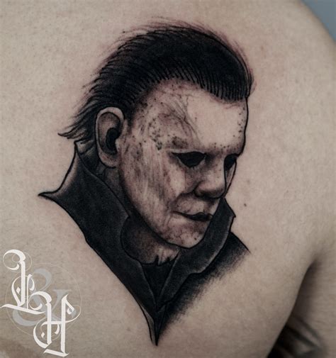 Black And Grey Michael Myers Portrait Tattoo Love N Hate