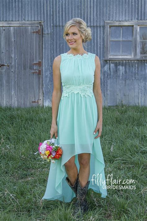 Romance In High Low Bridesmaid In Mint Country Bridesmaid Dresses