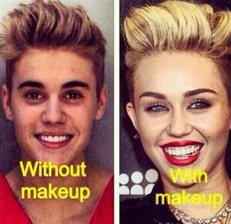 Justin Bieber With Makeup Vs No Makeup Giantgag