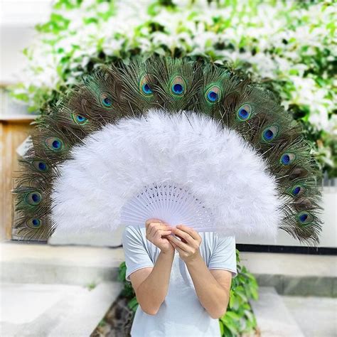 4022 Big Size Peacock Feather Hand Fans Wedding Bride Holding Bouquet