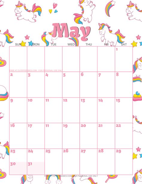 Blank october 2021 calendar printable available here for many purposes. MAY-2021-CALENDAR-PRINTABLE-UNICORNS - Cute Freebies For You