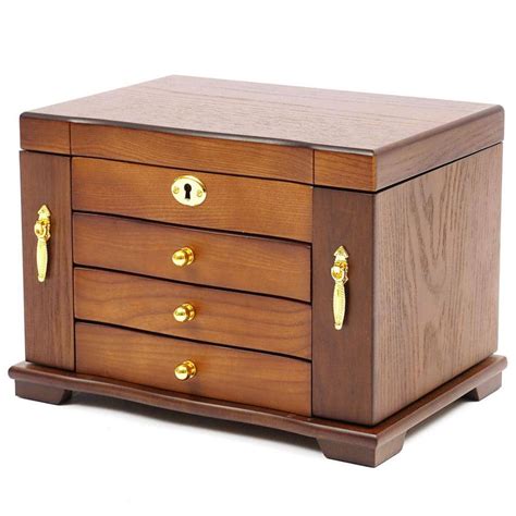 Yiyibyus 4 Drawer Wooden Jewelry Box With Mirror And Lock Ot Zjgj 4875