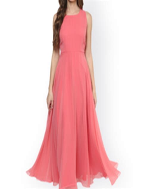 Buy Mabish By Sonal Jain Women Peach Coloured Solid Maxi Dress Dresses For Women 7020516 Myntra