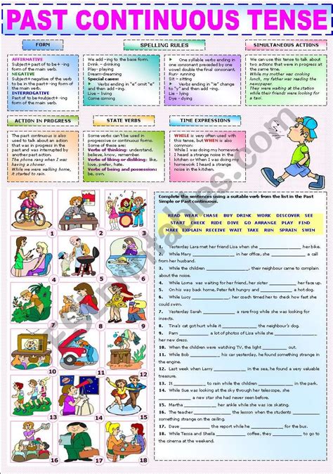 The Past Continuous Tense Esl Worksheet By Katiana