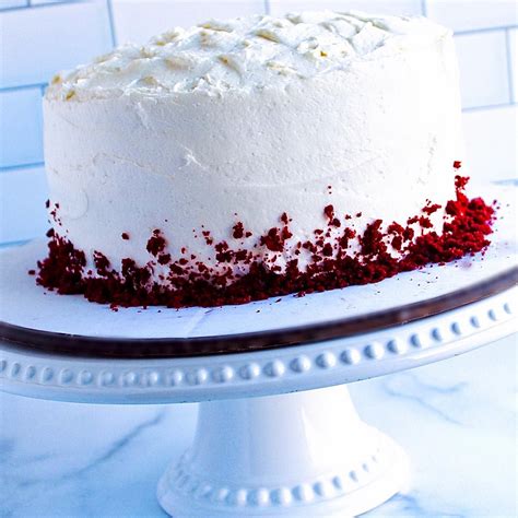 Three Layers Of Delicious Red Velvet Cake With The Traditional Ermine