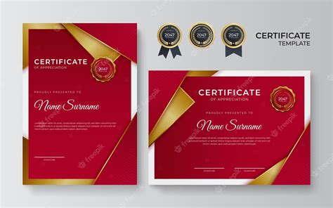Premium Vector Red And Gold Certificate Of Achievement Border