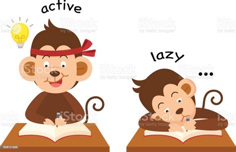 Opposite Active And Lazy Illustration Stock Illustration Download