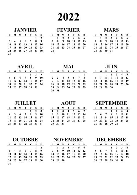 Calendrier Annuel 2022 Calendriersu