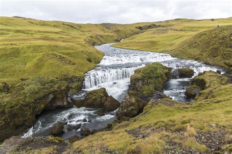 River In Beautiful Icelandic Landscape Near Skogafoss Iceland Stock