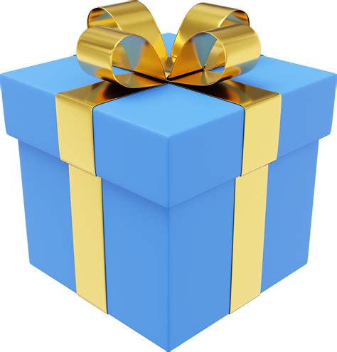 Realistic Blue Gift Box With Ribbon D Rendering Png Icon On