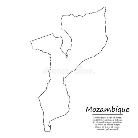 Mapa De Esquema Simple De La Silueta De Mozambique En Styl De Línea De