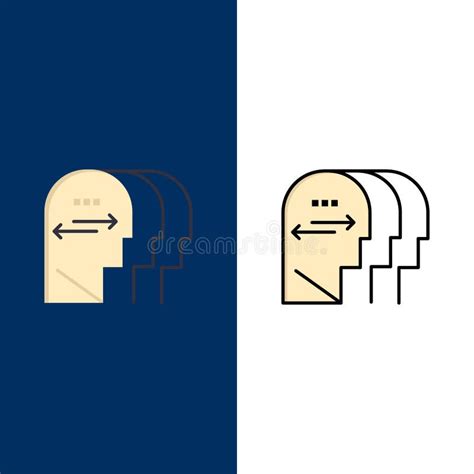 Personality Character Mind Head Icons Flat And Line Filled Icon Set