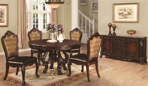 Abigail Cherry Round Pedestal Dining Room Set From Coaster 105510