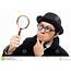 Detective With Magnifying Glass Isolated On White Stock Image 