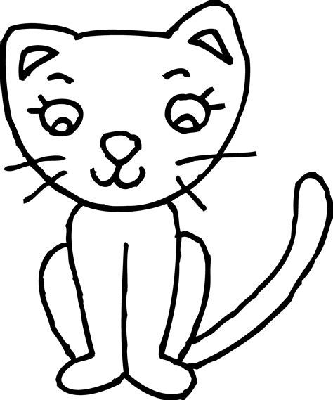 Cute Kitty Colorable Line Art Free Clip Art