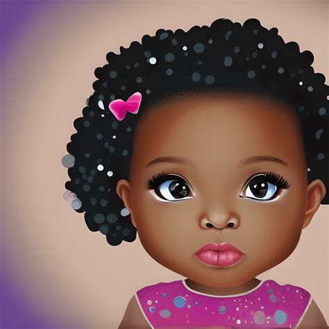 African American Toddler Princess Kawaii Chibi Painting Illustration