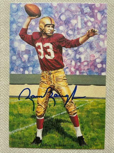 Sammy Baugh Autographed Pro Football Hall Of Fame Goal Line Art Postcard Died 2008
