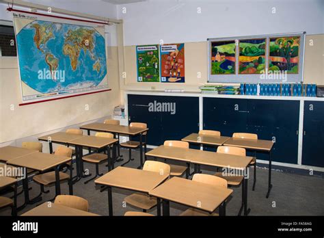 Empty Geography Classroom At Highschool In Holland Stock Photo Alamy