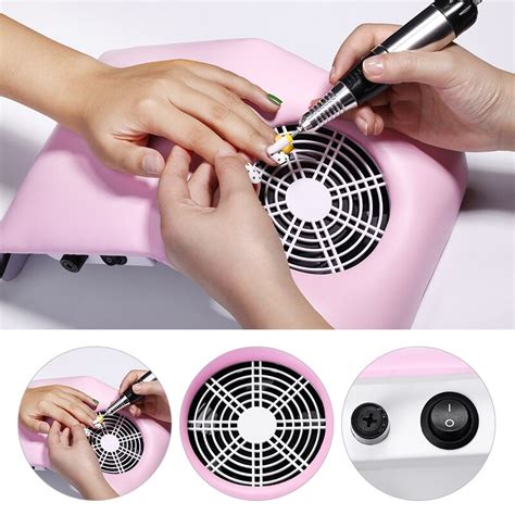 30w Nail Dust Collector With Fan Pink White Nail Suction Dust Collector