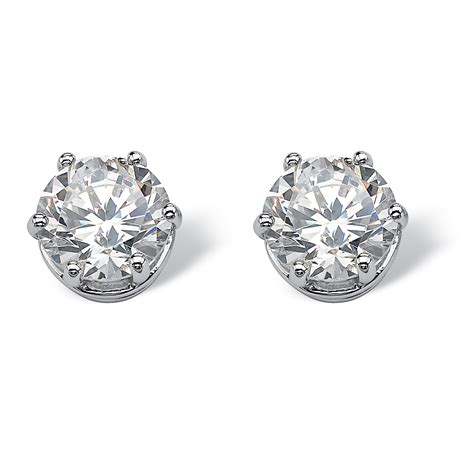4 TCW Round Cubic Zirconia Stud Earrings In Platinum Over Sterling