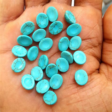 Natural Turquoise 8x10 Mm Oval Loose Cabochon Gemstone 100 Pieces Lot