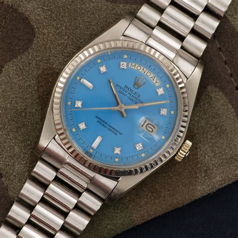 White Gold Rolex Day Date Blue Stella Diamond Ref 1803 Rolex Passion