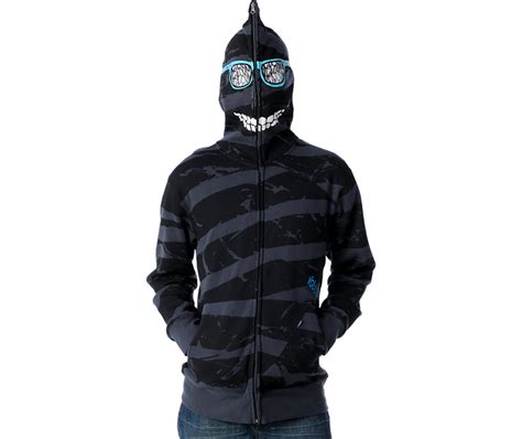 Volcom Peepers Charcoal And Black Full Zip Face Mask Hoodie T Ideas