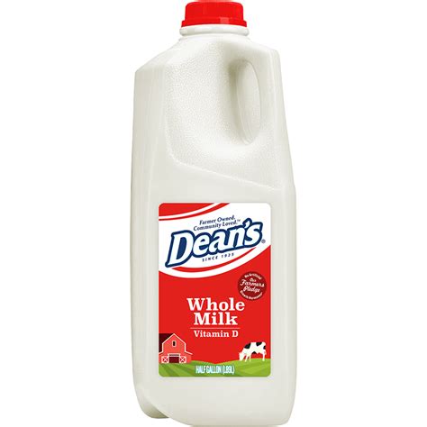 Whole Milk Plastic Half Gallon Deans Dairy