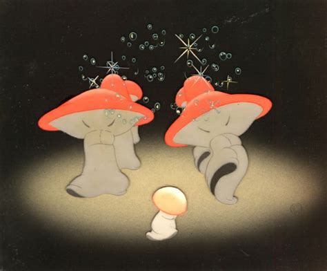 Production Cel Of The Mushrooms From Fantasia Disney Art Cel Art